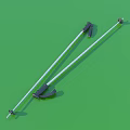 Complete Sports Equipment Including Skis Ski Boots and Ski Poles on Green Background