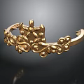 Elegant Gold Bracelet With Ornate Curved Patterns And Floral Motifs For Daily Use