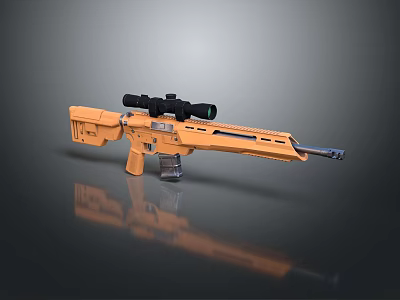 Orange Tactical Sniper Rifle With High Precision Scope And Modern Design 3d model