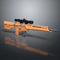Orange Tactical Sniper Rifle With High Precision Scope And Modern Design