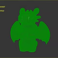 Cute Gray Baby Dragon Game Movie Character with Green Eyes Black Wings and White Claws