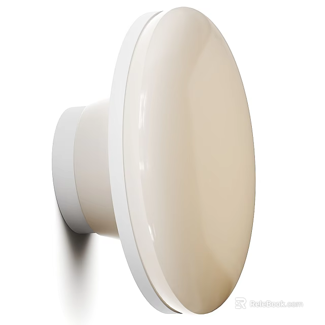 Modern White Wall Lamp With Sleek Round Shade For Contemporary Interior Design 3d model 