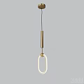 Elegant Modern Brass Pendant Light With Circular Ring Design For Interior Decor 3d model