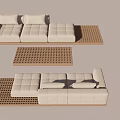 Modern Sectional Sofa Design With Soft Upholstery And Patterned Floor Rugs 3d model