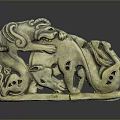 Ancient Bronze Sculpture Carving With Intricate Animal Figures And Hollow Details