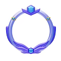 Ornamental Circular Frame Design With Purple Border Blue Gemstones And Wing Decorations