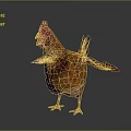 Brown Chicken With Red Comb And Wattles Spreading Wings On Gray Background