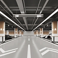 Modern underground garage, indoor parking lot, anti-collision sign 3d model