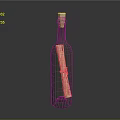 Green Glass Bottle With Cork Scroll And Red Decoration On Black Background