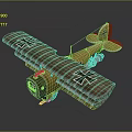 Vintage Yellow Biplane Model with Black Cross Symbols on Wings Retro Design and Classic Details