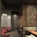 Restaurant Interior With Round Dining Table Colorful Chairs Chandelier Horse Painting And Green Decorative Wall