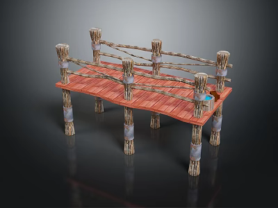 Wooden Boxing Ring Structure With Roped Sides And Wooden Platform Design 3d model