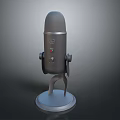 Modern Black Microphone With Circular Base Desktop Stand For Home Voice Recording 3d model
