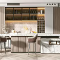 Modern Bar Chair Combination 3d model