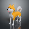 Cute Orange And White Shiba Inu Plush Toy With Sticking Out Tongue On Dark Background