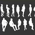 Professional People in Business Attire Standing and Sitting in Various Poses