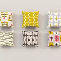 Set of Six Colorful Decorative Pillows Featuring Various Geometric And Floral Designs
