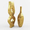 Two Piece Golden Ornamental Decor Set With Unique Design And Shiny Finish