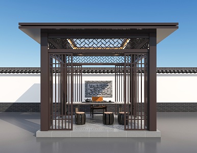 New Chinese style pavilion Chinese style pavilion courtyard landscape pavilion 3d model