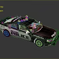 Modern Black And White Police Car With Roof Mounted Police Lights And Sedan Design