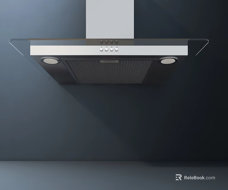 Modern Kitchen Range Hood With Glass Panel Control Panel And Built In Lights 3d model 