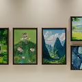 Modern Simple Hanging Painting Hanging Painting Combination 3d model