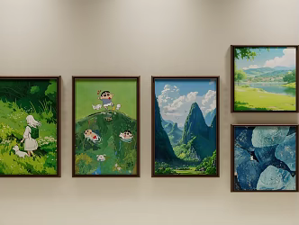 Modern Simple Hanging Painting Hanging Painting Combination 3d model