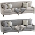 Grey fabric three-seat sofa 3d model