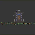 Wooden Mobile House With Tiled Roof Wheels Grass River And Mushrooms