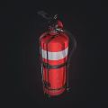 Red Fire Extinguisher With Pressure Gauge Hose And Safety Label For Fire Safety