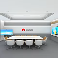 Modern HUAWEI Meeting Room With Long Table White Chairs And Large Screens