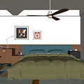 Kids Room Interior Design With Bed Decorative Pictures Desk And Ceiling Fan