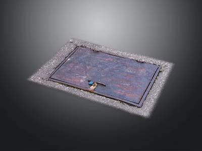 Square Ground Panel Structure With Gray Border And Dark Textured Surface 3d model