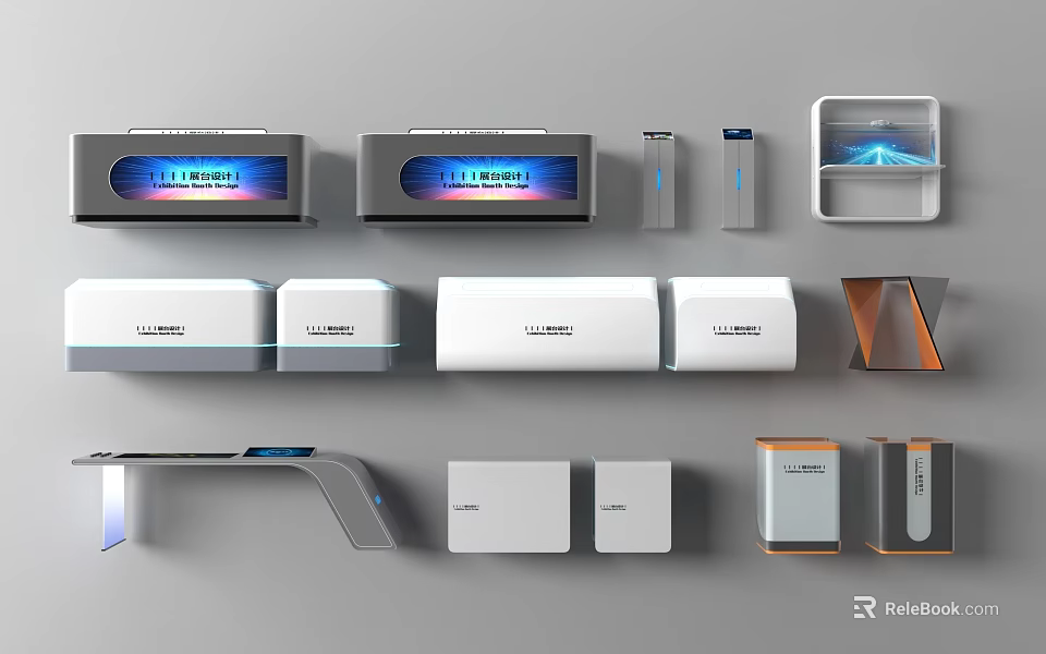 Modern Display Shelves Collection With Various Styles And Functional Retail Designs 3d model