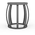 Modern Minimalist Circular Stool Featuring Curved Slats And Sturdy Base 3d model