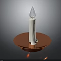 Decorative White Candle On Round Copper Tray For Home Decoration And Use