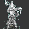 Mystical Wizard Game Character With Robe Hat Glowing Flame Weapons And Chains 3d model