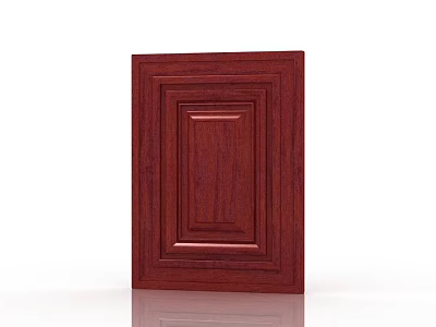 Dark Red Wooden Cabinet Door With Decorative Frame And Panel Details 3d model