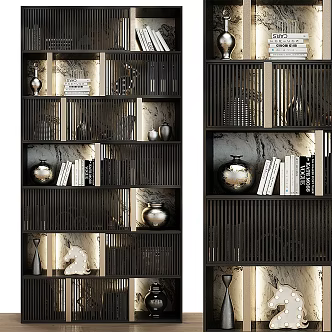 Light Luxury Storage Rack Bookshelf Display Rack 3d model