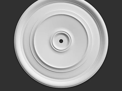 Decorative White Circular Ceiling Medallion With Concentric Rings And Central Hole 3d model