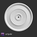 Decorative White Circular Ceiling Medallion With Concentric Rings And Central Hole