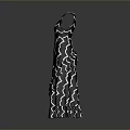 Black Maxi Dress With White Wavy Pattern Daily Living Apparel