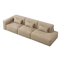 Modern Beige Fabric Three Seater Sofa With Comfortable Cushions And Minimalist Design