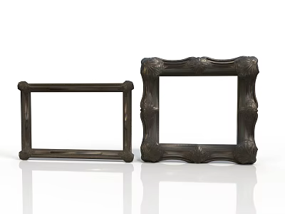 Vintage Wooden Photo Frames For Home Decor With Carved Edges And Different Sizes 3d model