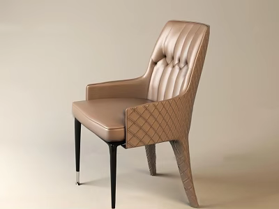 Modern Leather Dining Chair With Tufted Back Armrest And Diamond Pattern Design 3d model