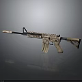Modern Tactical Assault Rifle With Camouflage Pattern And Detailed Components