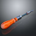 Sturdy Screwdriver As Multipurpose Weapon With Orange Wooden Handle Blue Braided Design And Metal Shaft