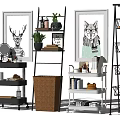 Multilayer Wheeled Storage Shelving Units With Decorative Art Plants Books And Baskets