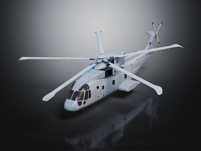 Modern White Helicopter With Large Rotors Sleek Body And Detailed Windows Design 3d model