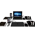 Complete Laptop Setup with Smartphone Tablet Keyboard Mouse and Headphones 3d model
